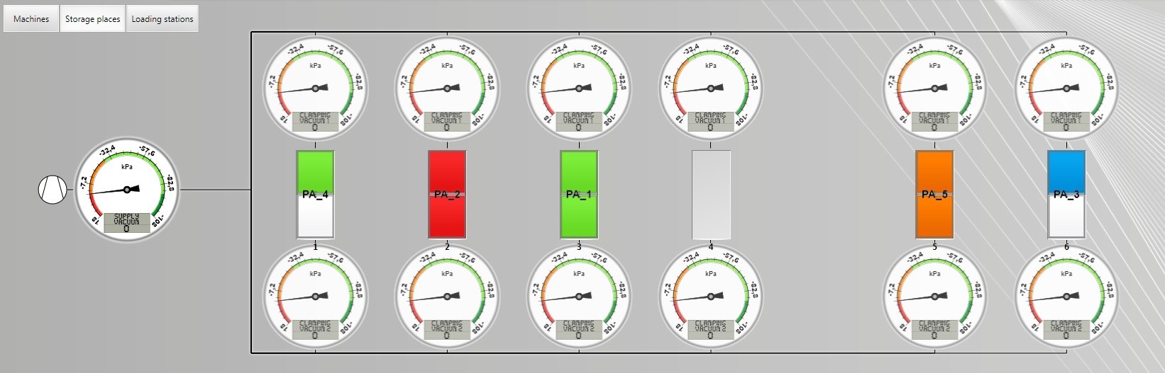 Pressure monitoring of and control of vacuum heads