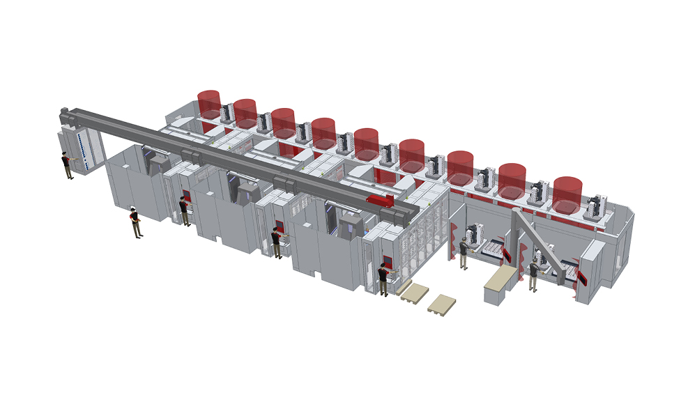 Werkzeugautomation, Flexible Fertigung, Palettenautomation, Palettenautomatisierung, Palettenpool, Palettensysteme, Fertigungsleitrechner, Palettenwechsler, Werkzeugmanagement, Heller Automation, Grob Palettenwechsler, CNC Automation, DMG Automation, Unbemannte Fertigung, Bearbeitungszentrum, Flexible Fertigungszelle, Flexibles Fertigungssystem, Flexible Manufaturing System, BAZ flexible Fertigungszelle, BAZ flexible Fertigung