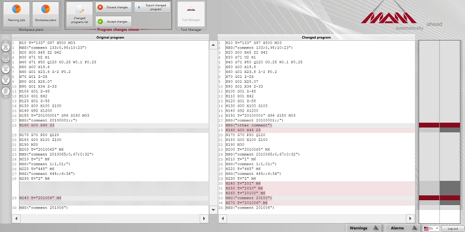 CNC Maschinencode monitoring changes